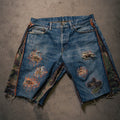 CAMO DISTRESS REWORKED SHORTS