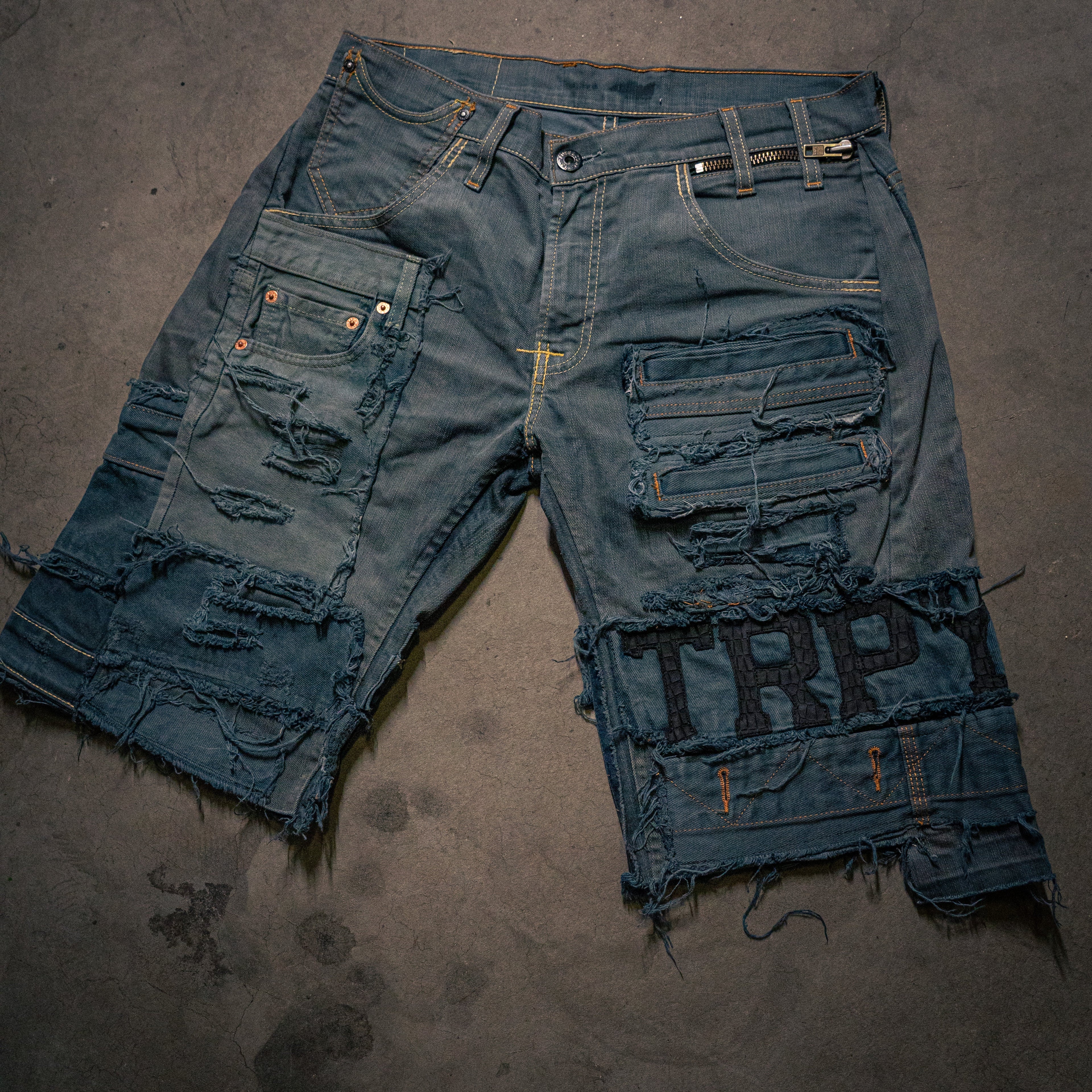 MULTIJEANS PATCHWORK JORTS